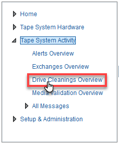 Drive Cleanings Overview being selected in left navigation.