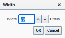 Sample Resize Column dialog.