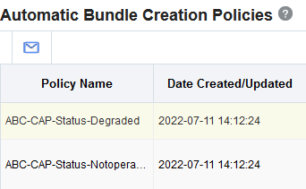 Auto bundle creation policies table