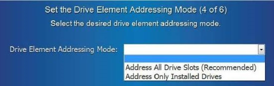 Set Drive Element Address Mode screen