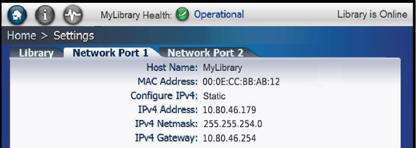 Screenshot of Network Port 1 tab