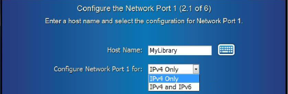 Configure Network Port 1 screen