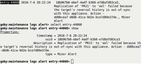 Image of alert raised on the source that caused the conflict in the CLI