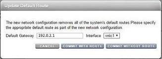 Image showing Update Default Route dialog box.