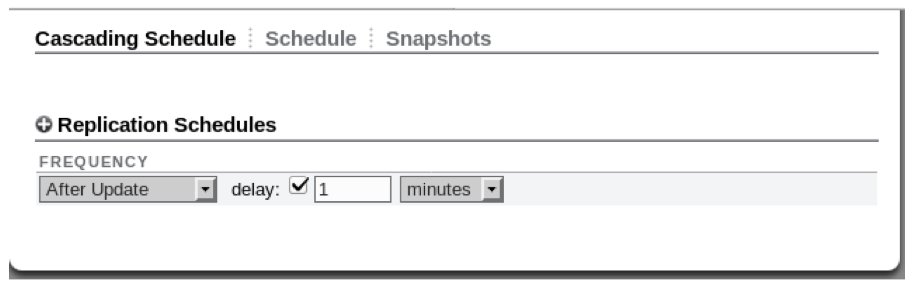 Image of configuring a new cascading schedule on a replication action using the BUI