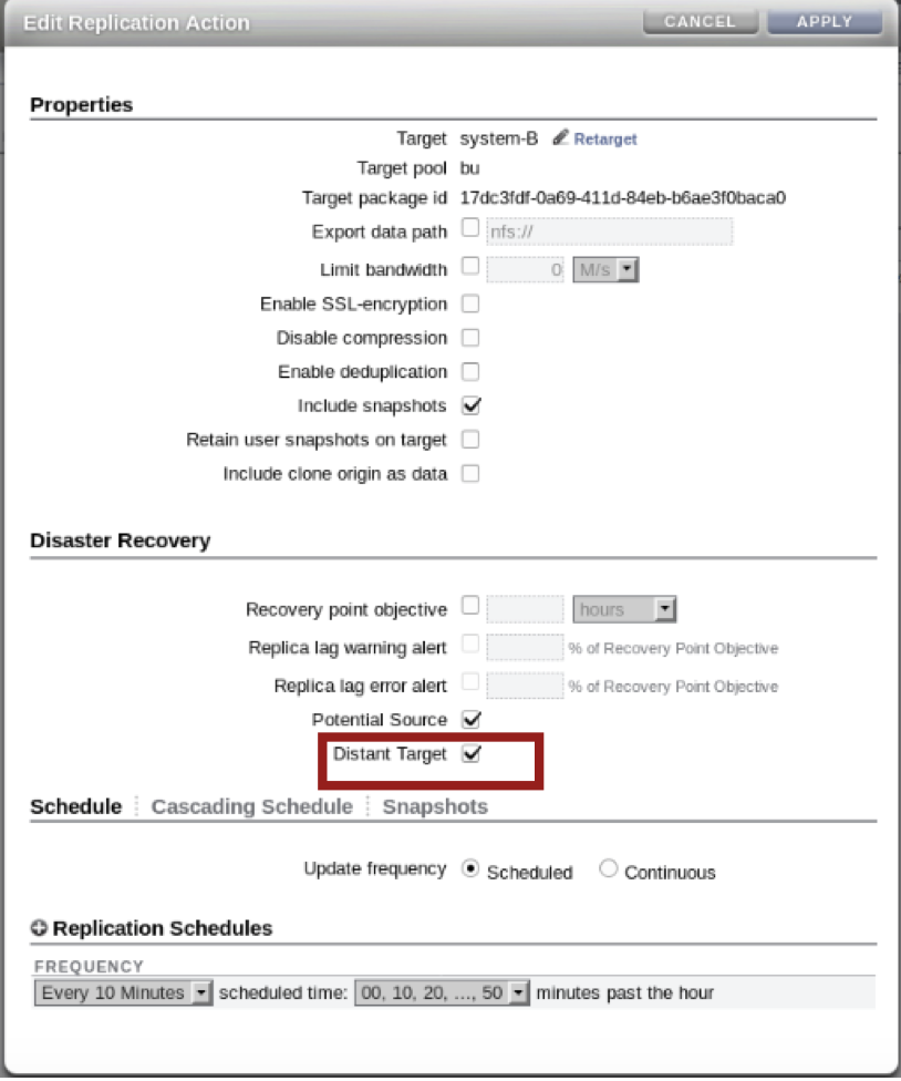 Image of how to configure a distant target using the BUI