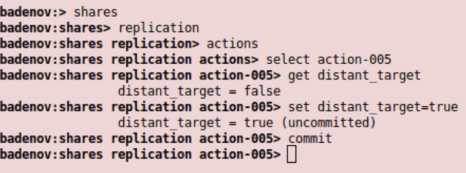 Image of how to configure a distant target using the CLI