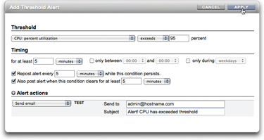 Add Threshold Alert dialog box Add Threshold Alert dialog box