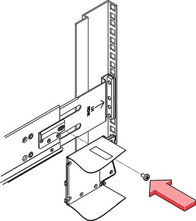Graphic showing one patchlock screw being inserted into the rail