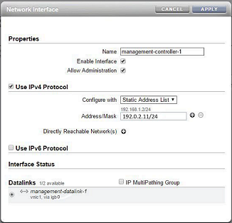 image showing the Network Interface dialog box