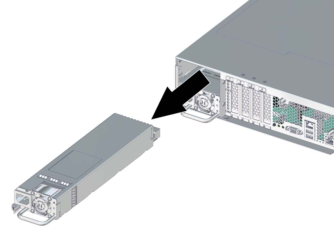 The illustration shows removing the power supply.