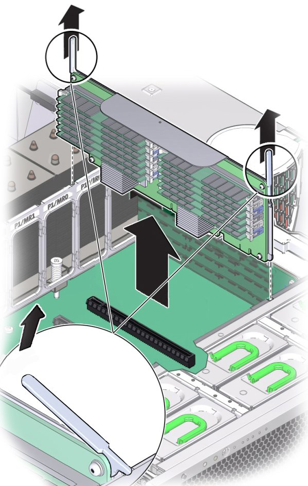 Image showing how to remove a memory riser card