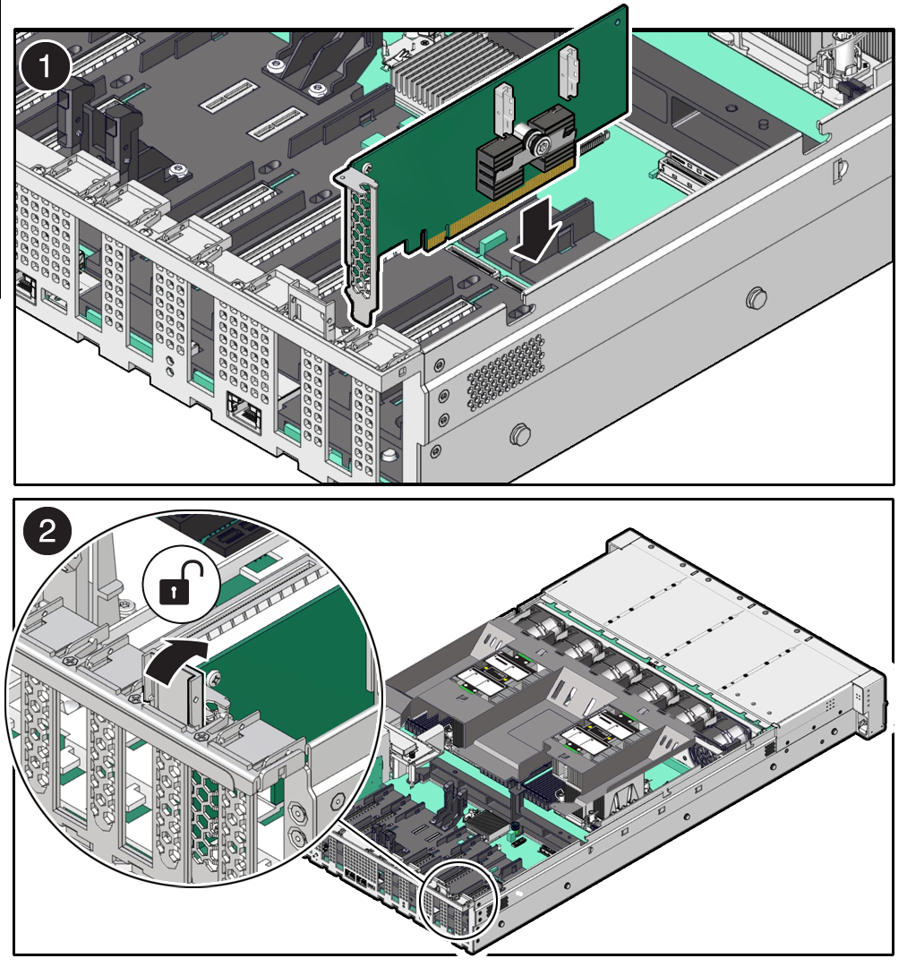 Figure showing a PCIe card being installed into the controller.
