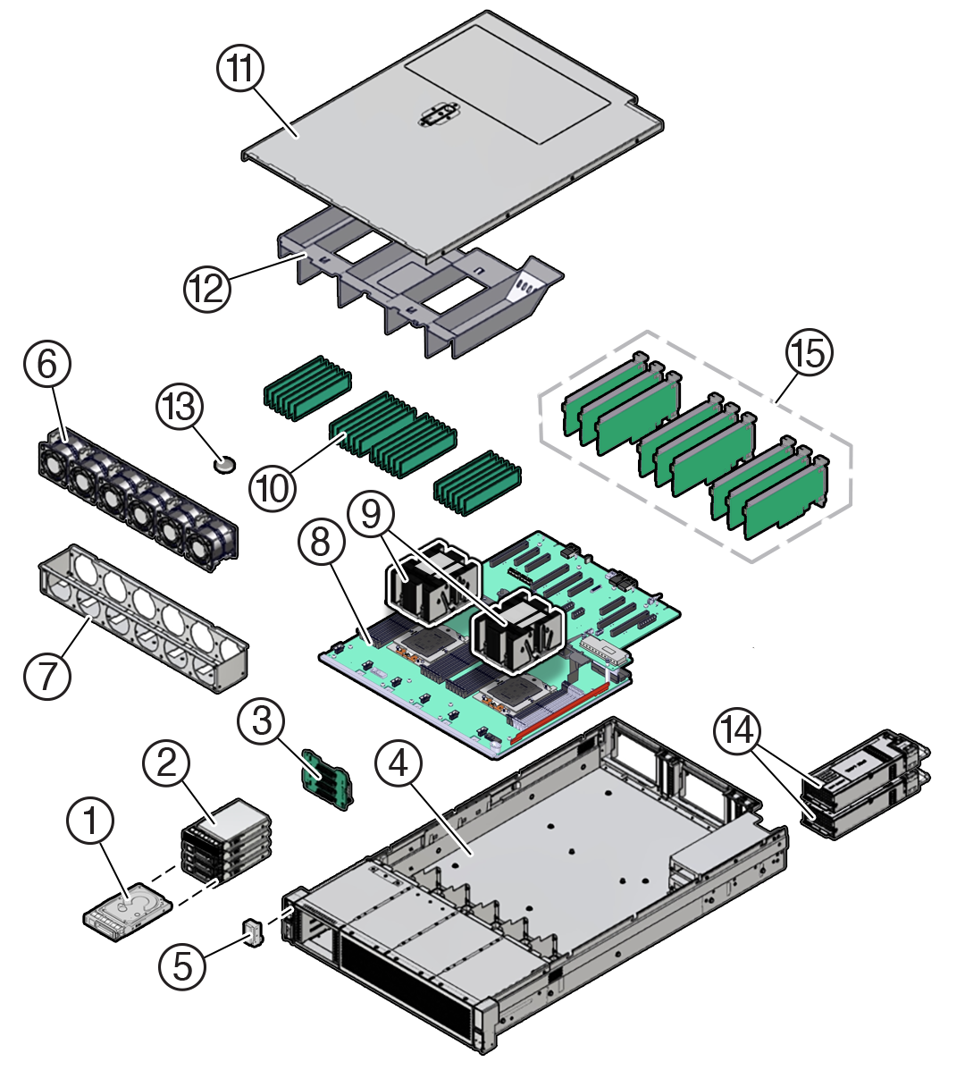 Figure showing exploded view of the system components. Figure showing exploded view of the system components.