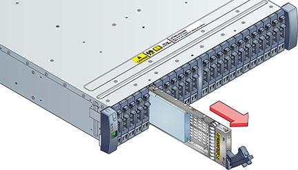 Graphic showing how to remove a vertical disk drive