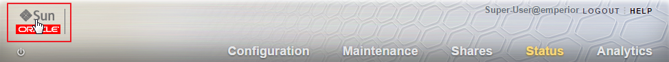 Screen shot showing the location of the Sun/Oracle logo. Screen shot showing the location of the Sun/Oracle logo.