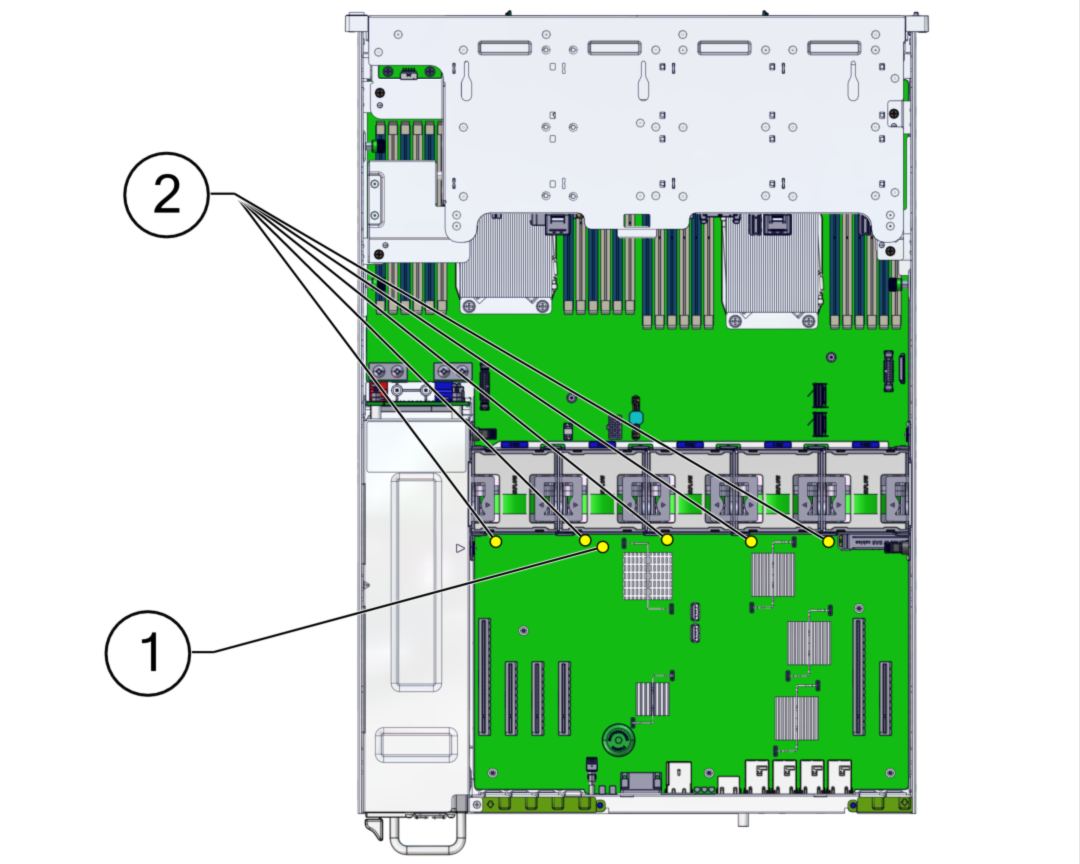 The graphic shows the Oracle ZFS Storage ZS5-2 fan module LEDs.
