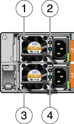 An illustration showing the power supply status indicators. An illustration showing the power supply status indicators.