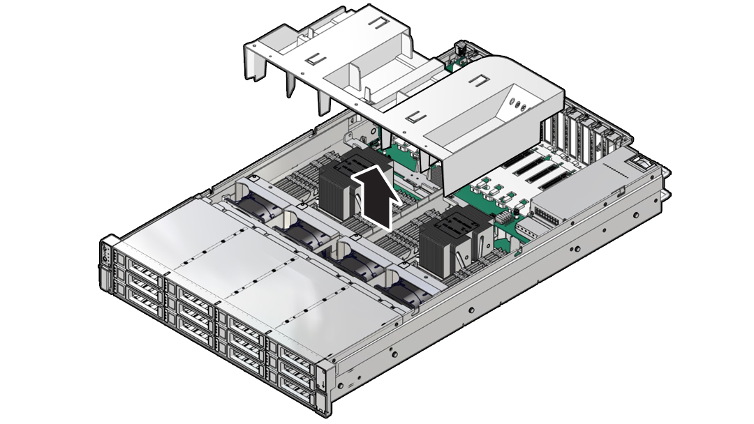 Figure showing the air baffle being lifted from the controller.