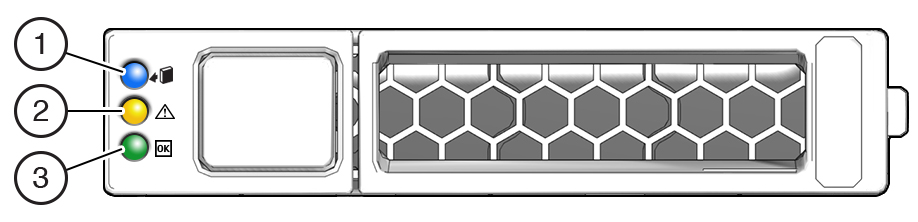 An illustration showing the storage drive front panel. An illustration showing the storage drive front panel.