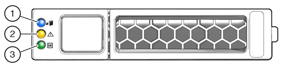 An illustration showing the storage drive front panel.