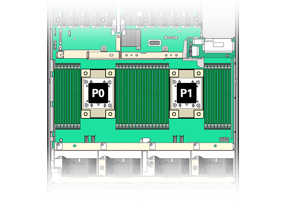 Figure showing the DIMM and processor layout. Figure showing the DIMM and processor layout.