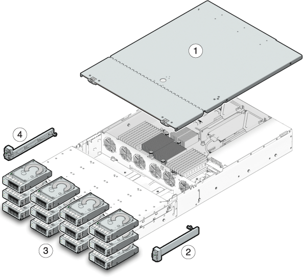 Graphic showing the Sun ZFS Storage 7120 controller I/O components