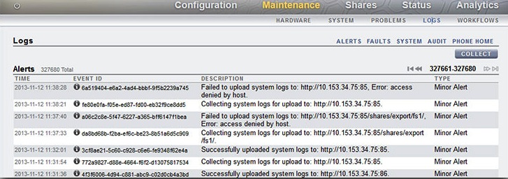 graphic showing the Logs screen