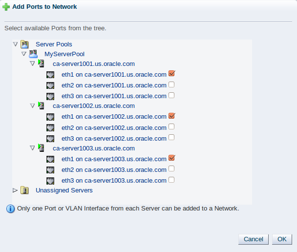 This figure shows the Add Ports to Network step where you add the ports to your network.