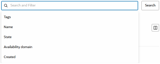Captura de pantalla del cuadro de búsqueda que muestra los filtros disponibles.