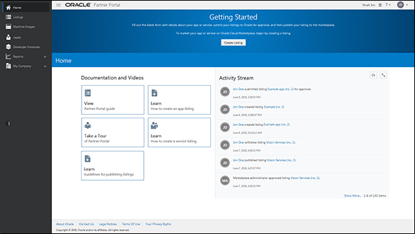 Página inicial del portal de partners