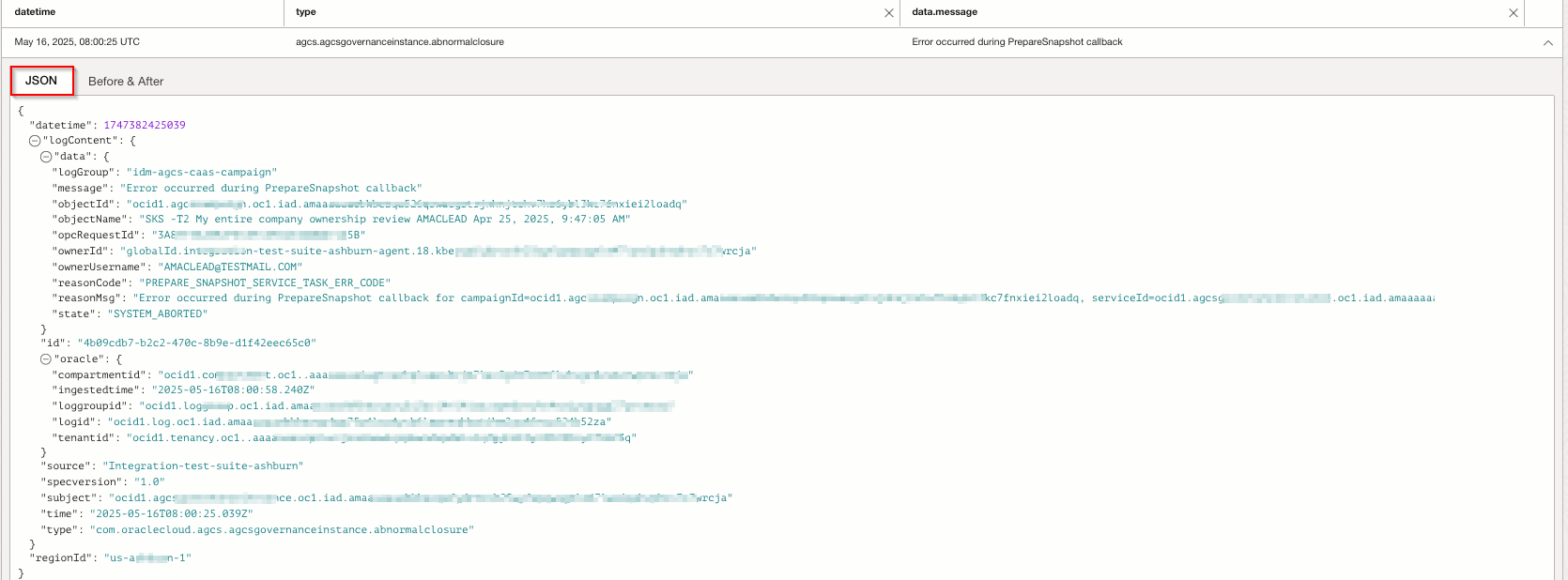 Vista de JSON