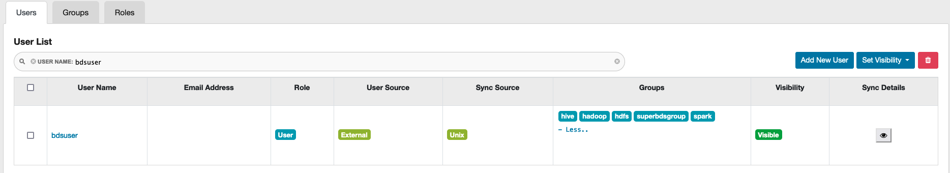 Adición de usuario al grupo de Spark mediante Ranger