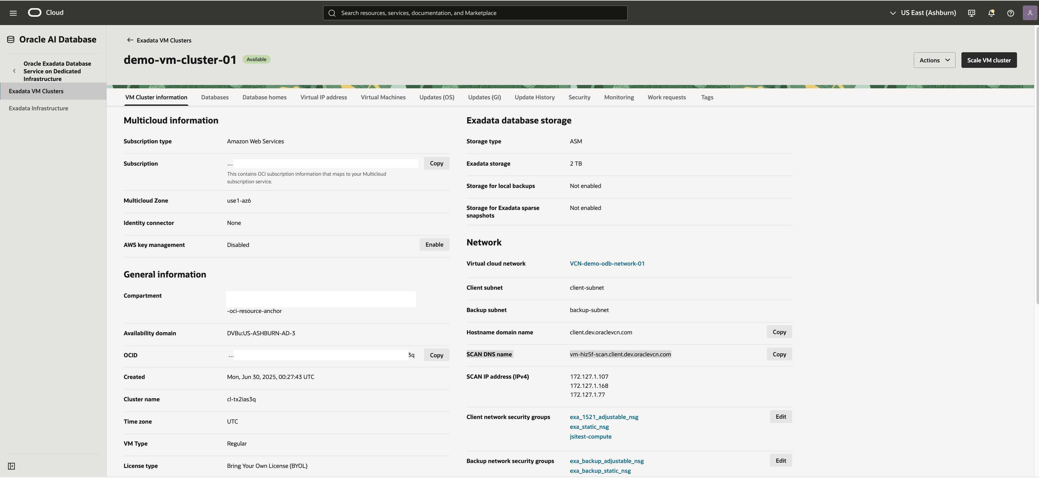 En esta captura de pantalla se muestra cómo copiar el nombre de DNS de SCAN. En esta captura de pantalla se muestra cómo copiar el nombre de DNS de SCAN.