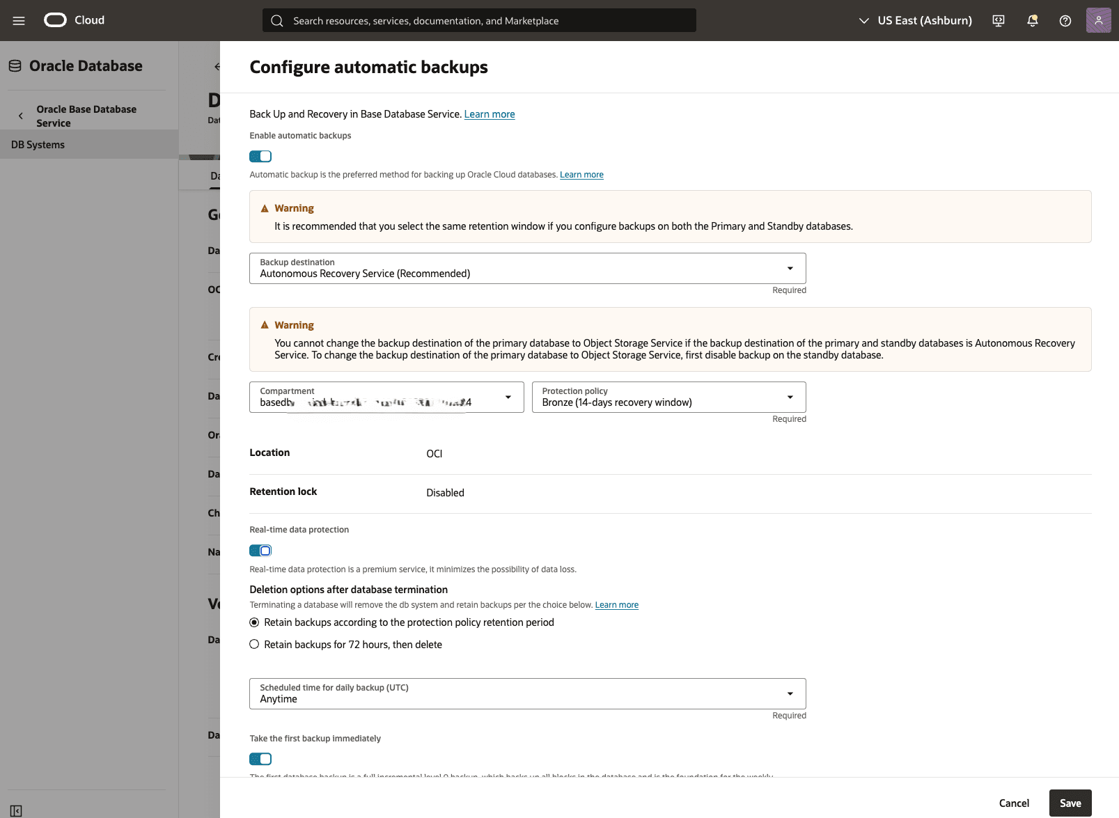 En esta captura de pantalla se muestra la copia de seguridad automática de Base Database.