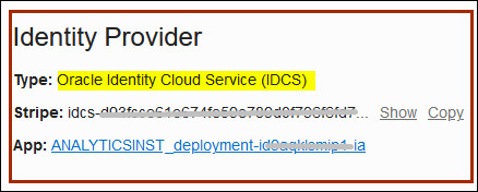 Información de IDCS Información de IDCS