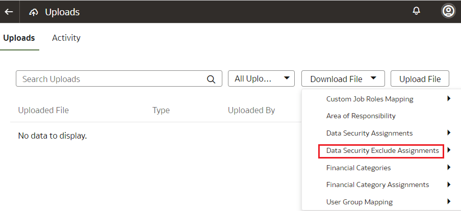 Descargar archivo de asignaciones de exclusión de seguridad datos
