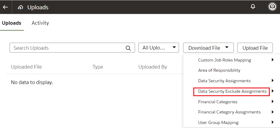 Descargar archivo de asignaciones de exclusión de seguridad de datos