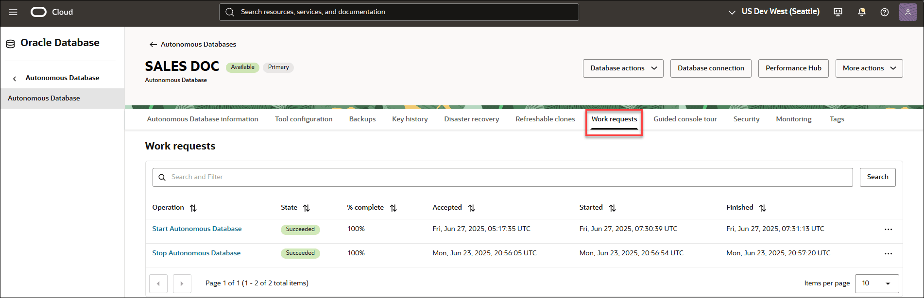 A continuación se muestra la descripción de atpc_work_request_console.png