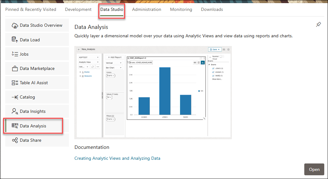 Description of data-analysis-pane.png follows Description of data-analysis-pane.png follows