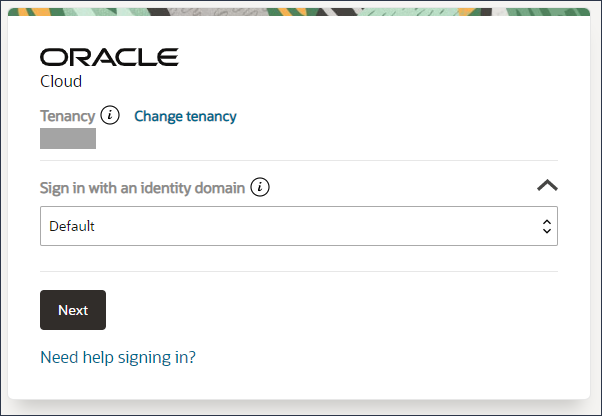 Pantalla Seleccione un dominio de identidad Pantalla Seleccione un dominio de identidad