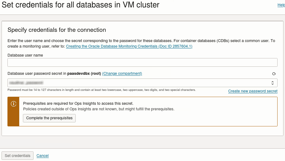 Definir credenciales para un sistema de Exadata