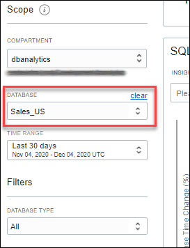 En el gráfico se muestra el selector de bases de datos.