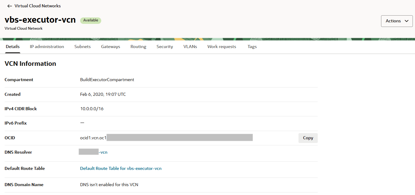 A continuación, se incluye la Descripción de vcn-default-details-page.png
