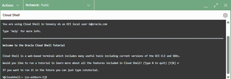 A continuación, se incluye la Descripción de admin-console-cloudshell.png