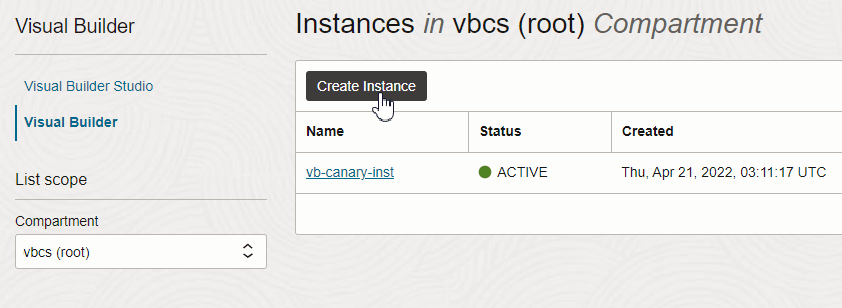 A continuación, se incluye la Descripción de admin-console-createinstance.png