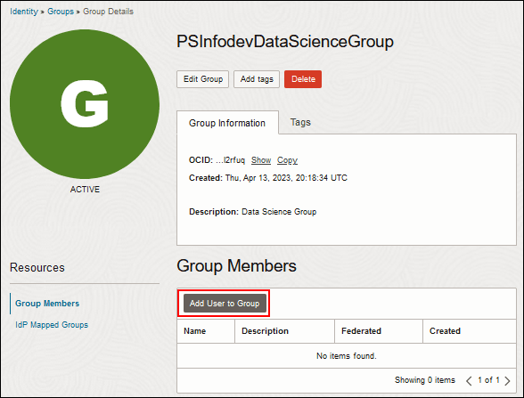 Añadir Usuario en la página Detalles de Grupo