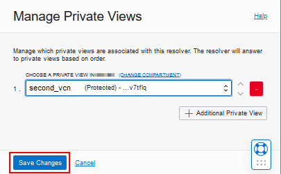 Cuadro de diálogo Manage Private Views