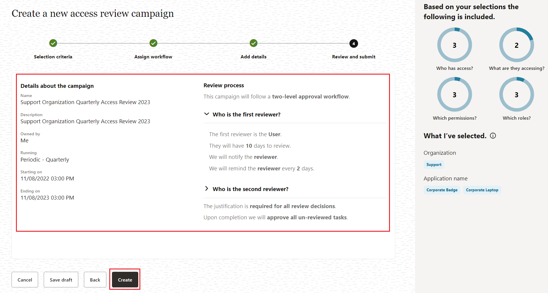 Revisar detalles de campaña