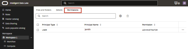 Separador de permisos de espacio de trabajo